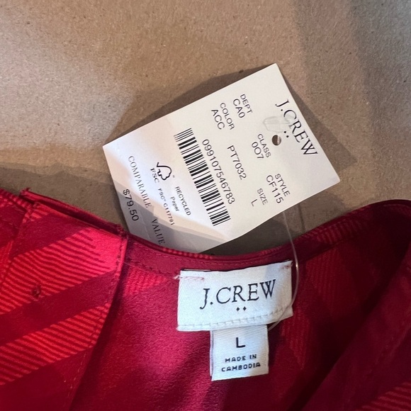 NWT! J Crew Red Sleeveless Back Button plaid Breezy Top Women’s Size L - Picture 2 of 9